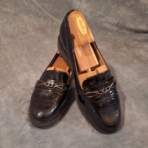 NATURALIZER September Women 8.5 Black Wedge Loafer Platform Chunky Leather